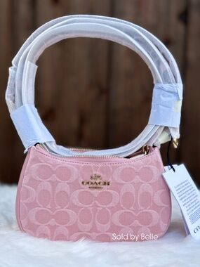 NWT Coach Teri Mini Signature Pink Denim Purse